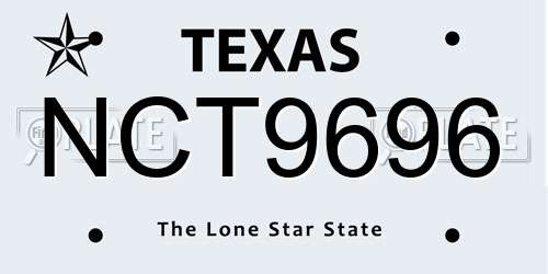 NCT9696 Texas License Plate