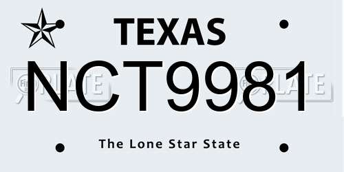 NCT9981 Texas License Plate