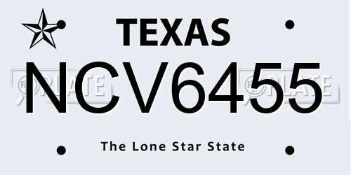 NCV6455 Texas License Plate