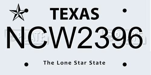 NCW2396 Texas License Plate