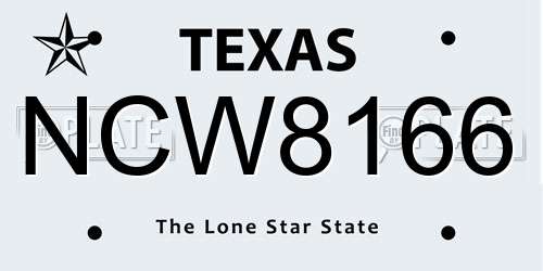 NCW8166 Texas License Plate