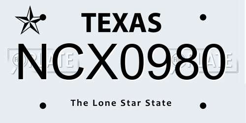 NCX0980 Texas License Plate