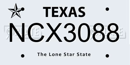 NCX3088 Texas License Plate