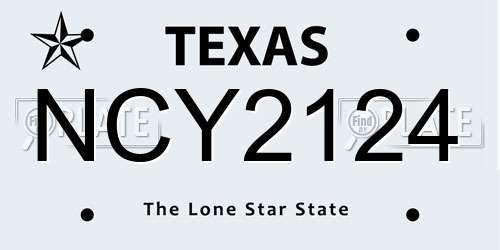 NCY2124 Texas License Plate