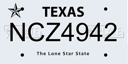 NCZ4942 Texas License Plate
