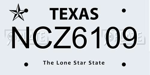 NCZ6109 Texas License Plate