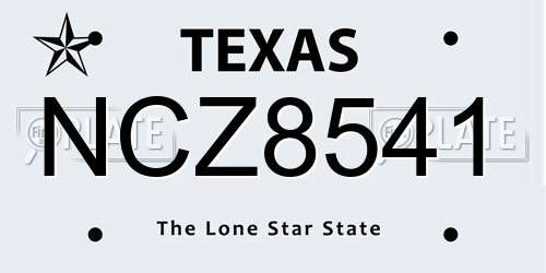 NCZ8541 Texas License Plate