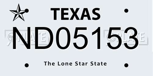 ND05153 Texas License Plate