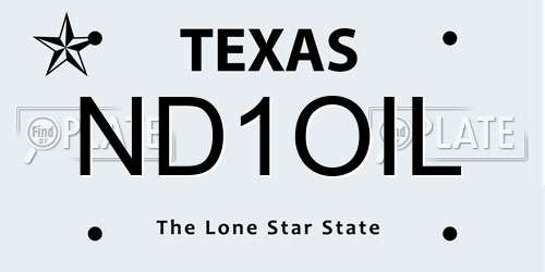ND1OIL Texas License Plate