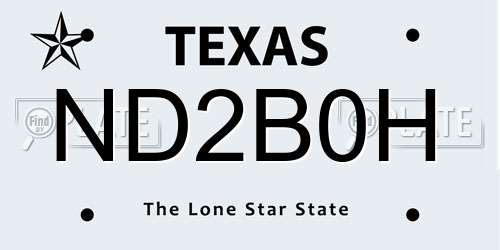 ND2B0H Texas License Plate