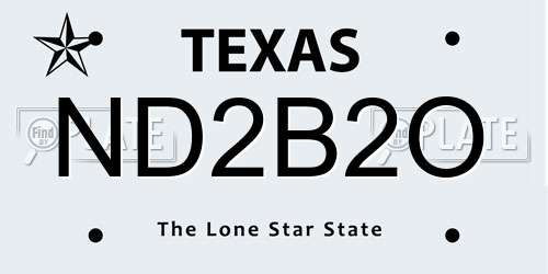 ND2B2O Texas License Plate