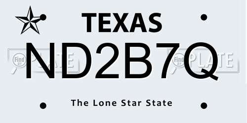 ND2B7Q Texas License Plate