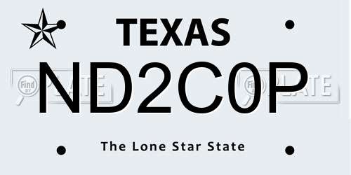ND2C0P Texas License Plate