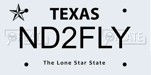 ND2FLY Texas License Plate