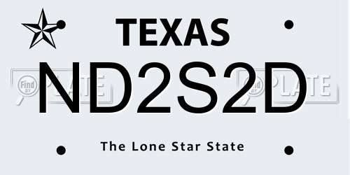 ND2S2D Texas License Plate