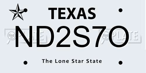 ND2S7O Texas License Plate