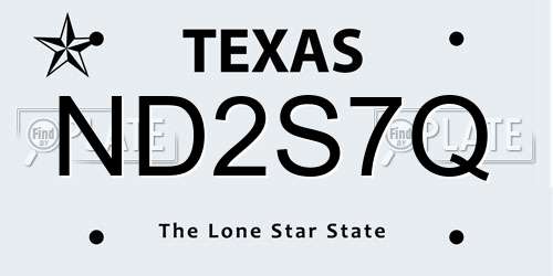 ND2S7Q Texas License Plate