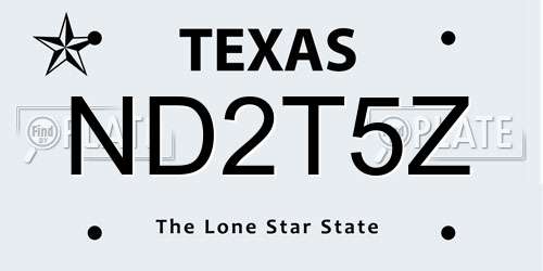 ND2T5Z Texas License Plate