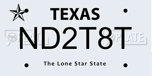 ND2T8T Texas License Plate