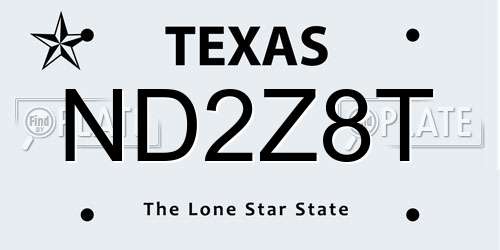 ND2Z8T Texas License Plate