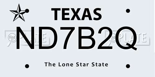 ND7B2Q Texas License Plate