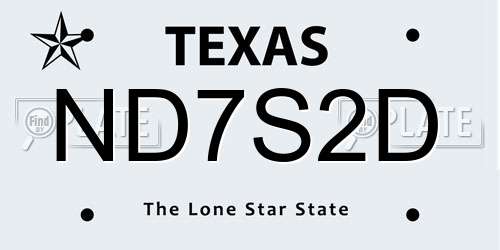 ND7S2D Texas License Plate