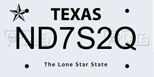 ND7S2Q Texas License Plate