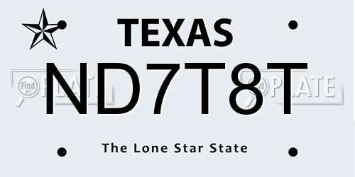 ND7T8T Texas License Plate