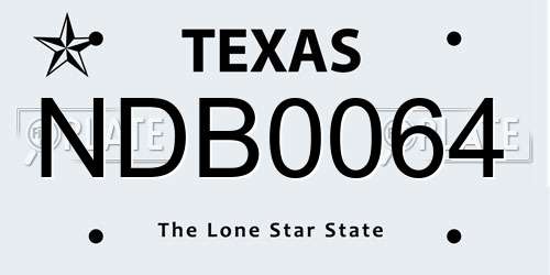 NDB0064 Texas License Plate