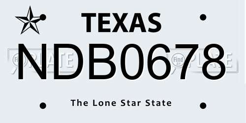 NDB0678 Texas License Plate