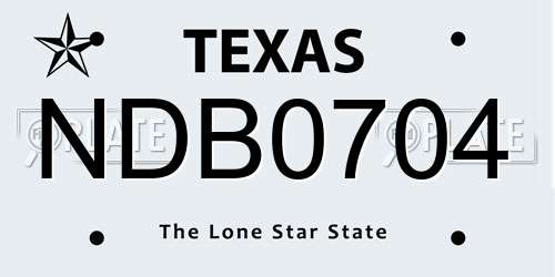 NDB0704 Texas License Plate