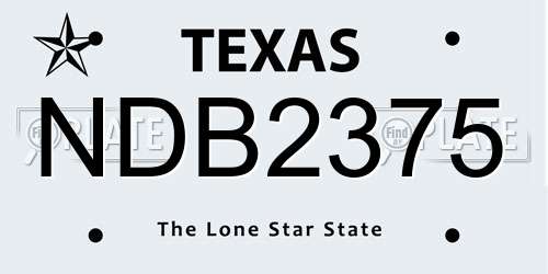 NDB2375 Texas License Plate