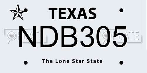 NDB305 Texas License Plate