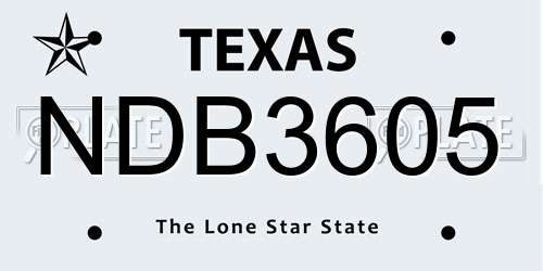 NDB3605 Texas License Plate