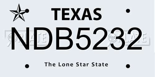 NDB5232 Texas License Plate