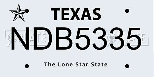 NDB5335 Texas License Plate