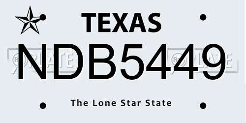NDB5449 Texas License Plate