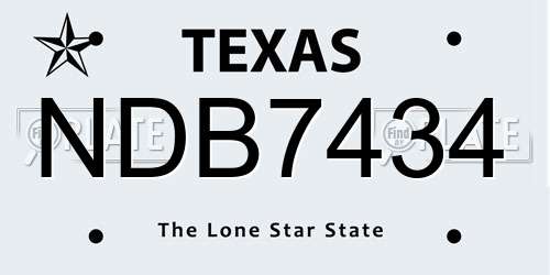 NDB7434 Texas License Plate