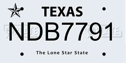 NDB7791 Texas License Plate