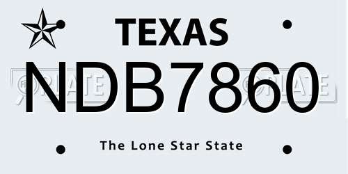 NDB7860 Texas License Plate