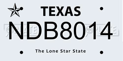 NDB8014 Texas License Plate