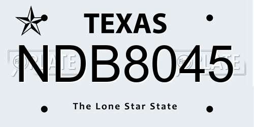 NDB8045 Texas License Plate