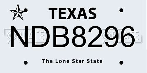NDB8296 Texas License Plate