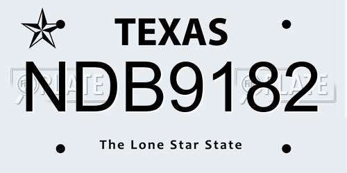 NDB9182 Texas License Plate