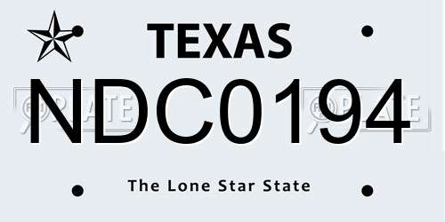 NDC0194 Texas License Plate