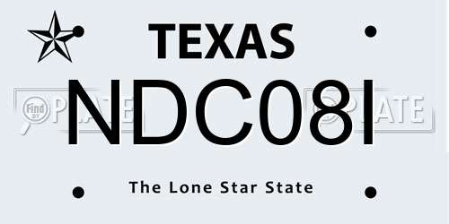 NDC08I Texas License Plate