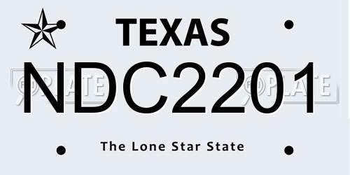 NDC2201 Texas License Plate