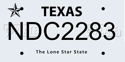 NDC2283 Texas License Plate