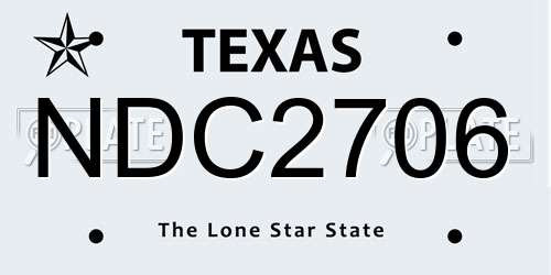 NDC2706 Texas License Plate