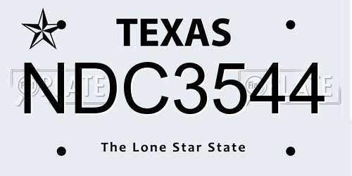 NDC3544 Texas License Plate